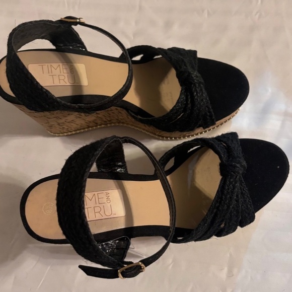 Time and Tru Shoes - Time and Tru Platform Sandals Black 8 1/2 Cork Heels